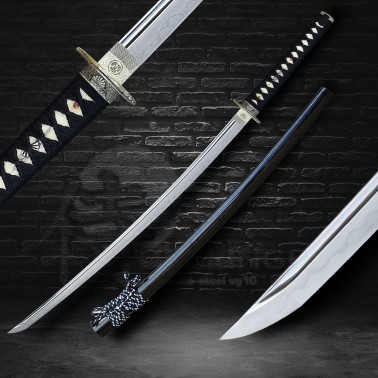 katana Hatten Japanese Sword - T-10 Folded Steel, Real Choji Hamon, Yokote