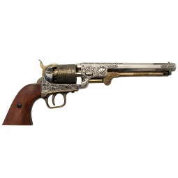 Replika revolver Colt Navy, nikl, mosaz, rytina, USA 1851